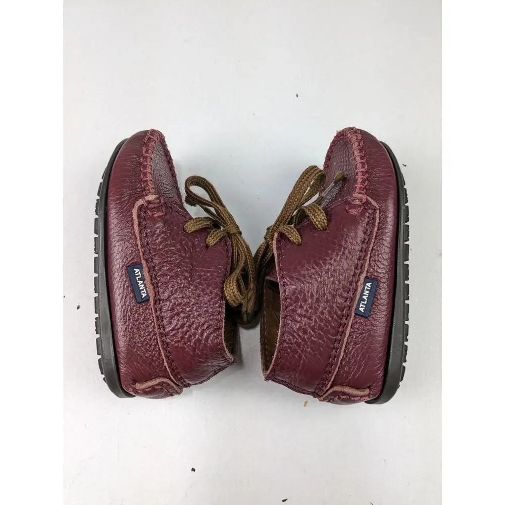 Atlanta Moccasin Infant/Toddler Burgundy Leather Booties 21 EU 5.5 US